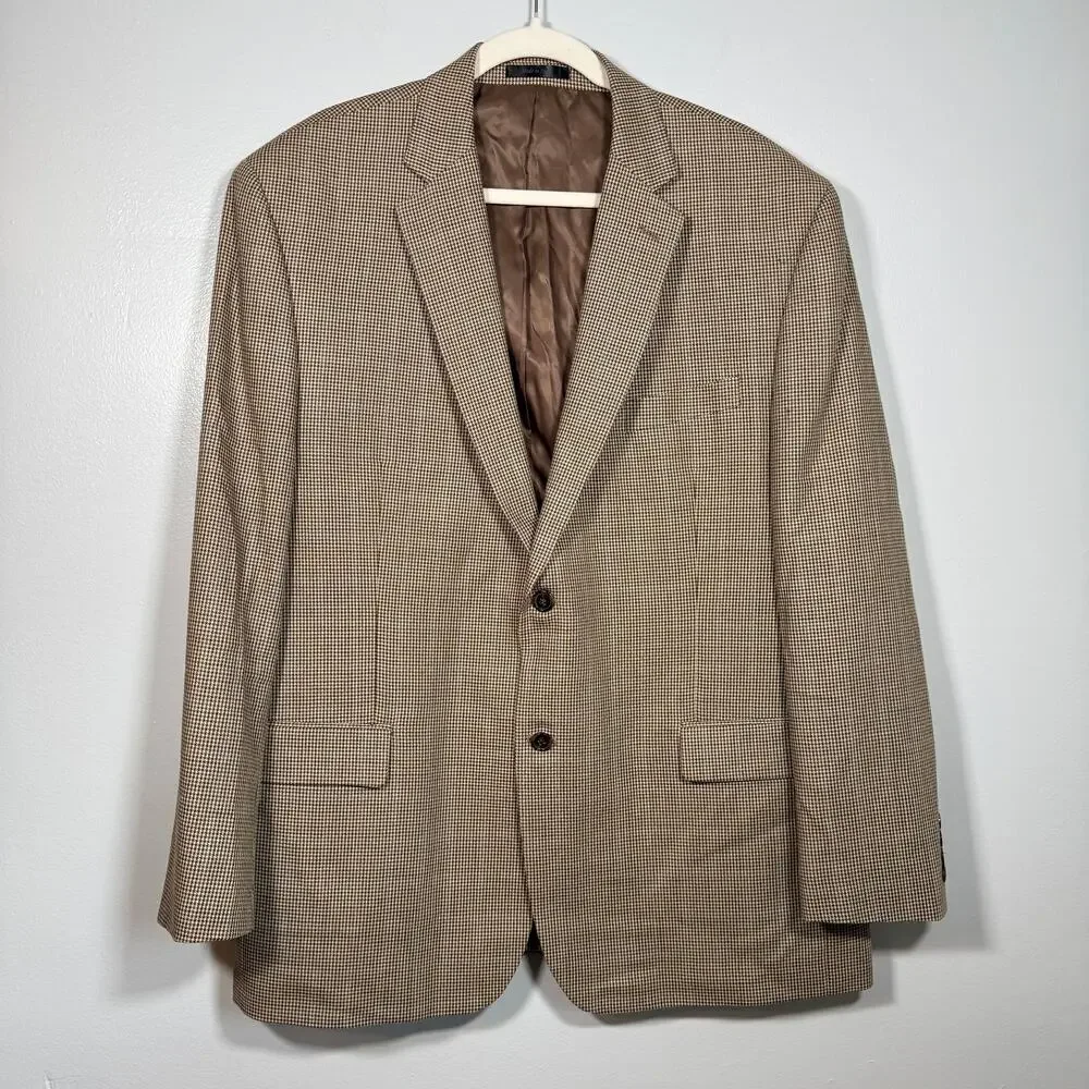 Lauren Ralph Lauren Men’s 44R Silk Wool Blazer Houndstooth Sport Coat 2-Button